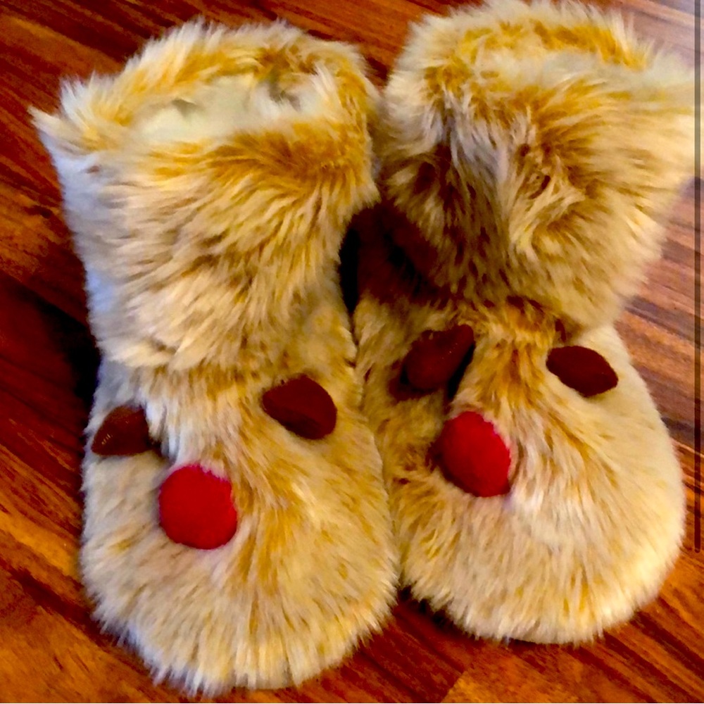Furry Tan house slippers